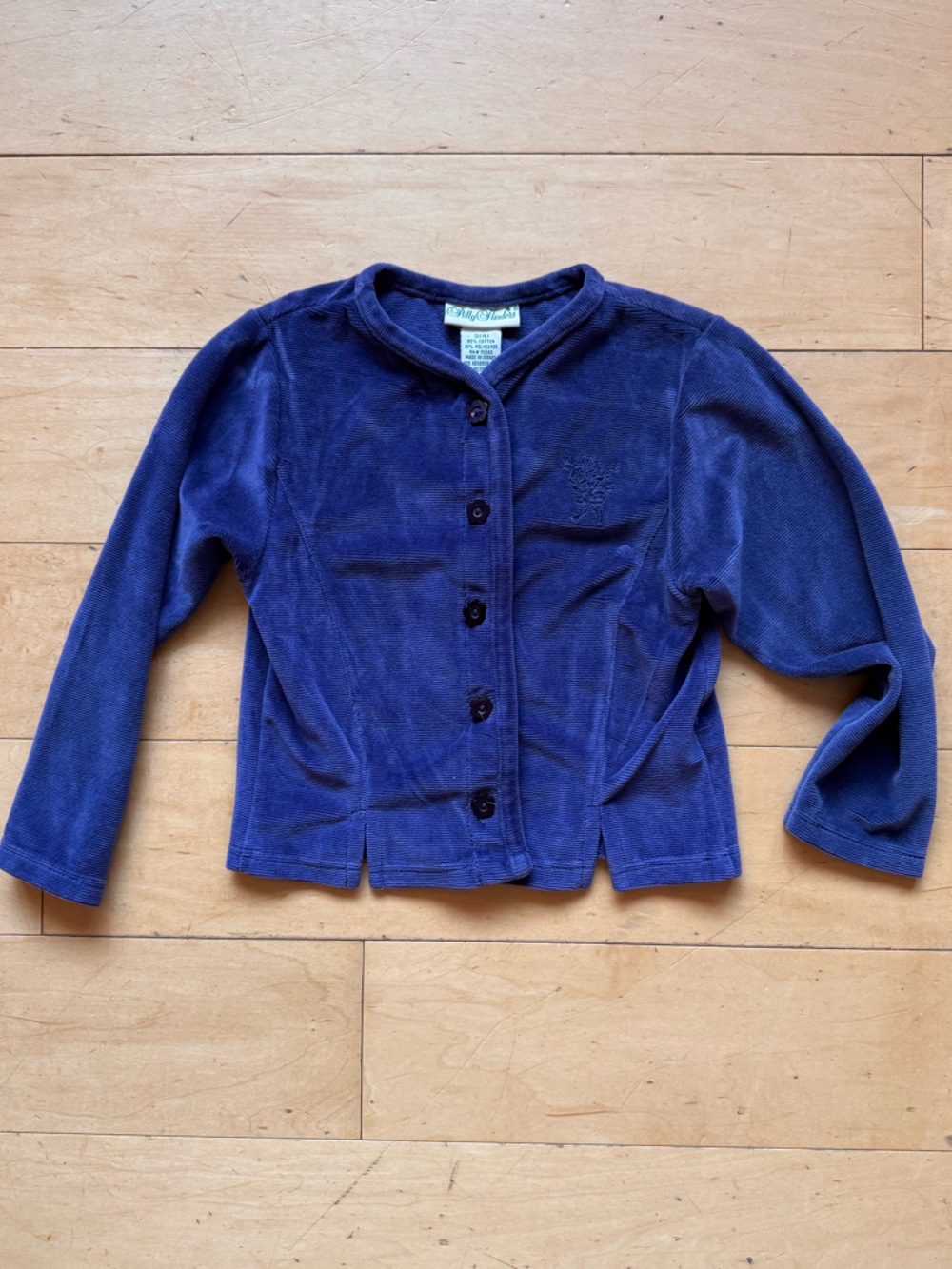 Polly‎ Flinders Cardigan, sz Small 4, sweatshirt, ribbed, embroidered, preppy